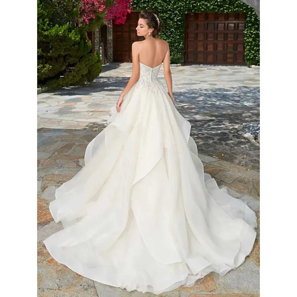 Kitty Chen Aletta Ruffle Ball Gown Bridal Wedding Dress Off White Beaded Corset Size 6 - Image 2