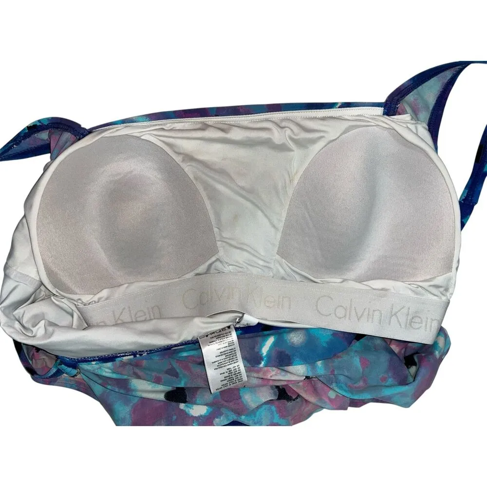 Calvin Klein Women's Printed Pleated Tummy Control One Piece Swimsuit Size 16 - Image 6