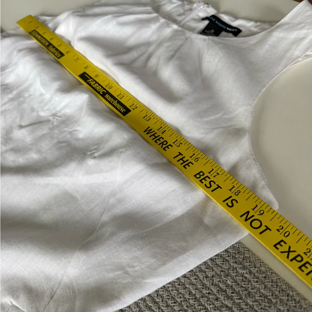 Saint Tropez West White Linen Scoop Neck Shift Dress Lined Size 12 - Image 9