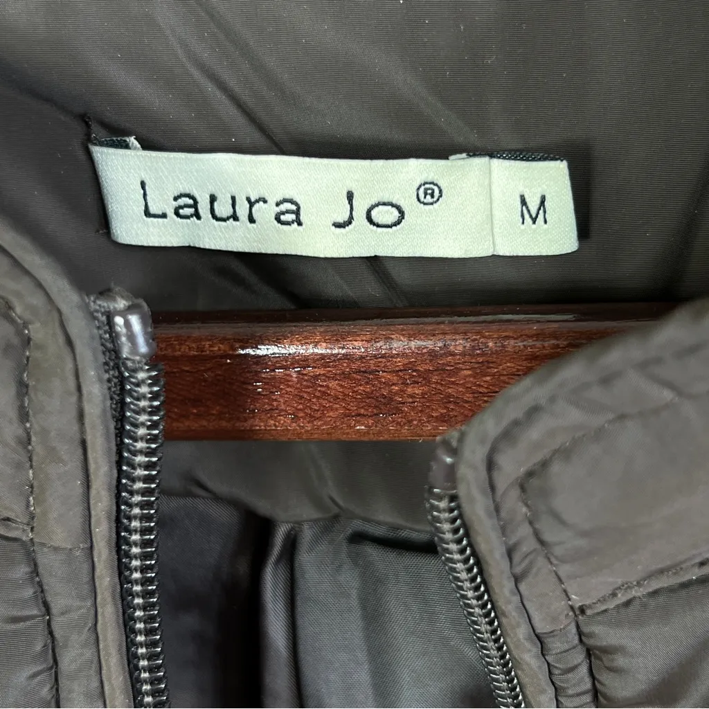 Laura Jo Size Medium Long Sleeve Puff Style Brown Jacket Waist Cincher - Image 9