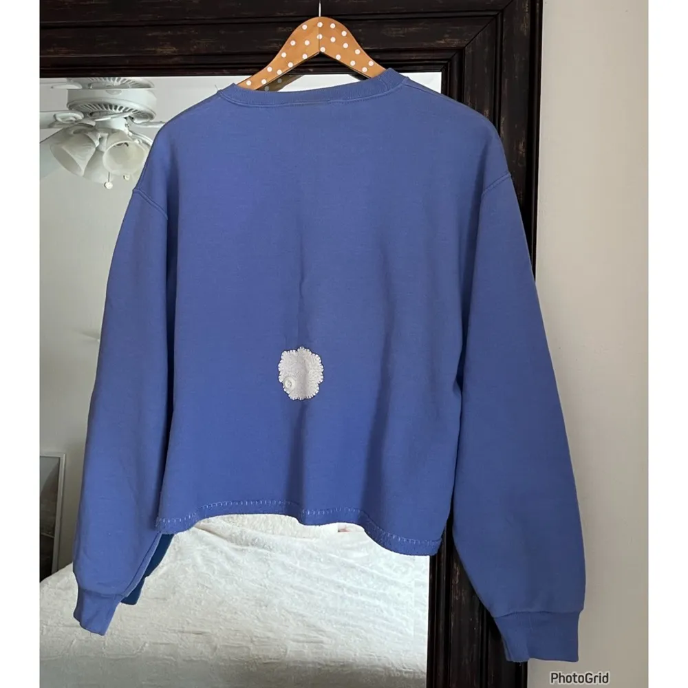 Jerzees Vintage 90s/ 2000s ? Bunny Button Bow Stitched Sweater Easter Handmade - Image 3