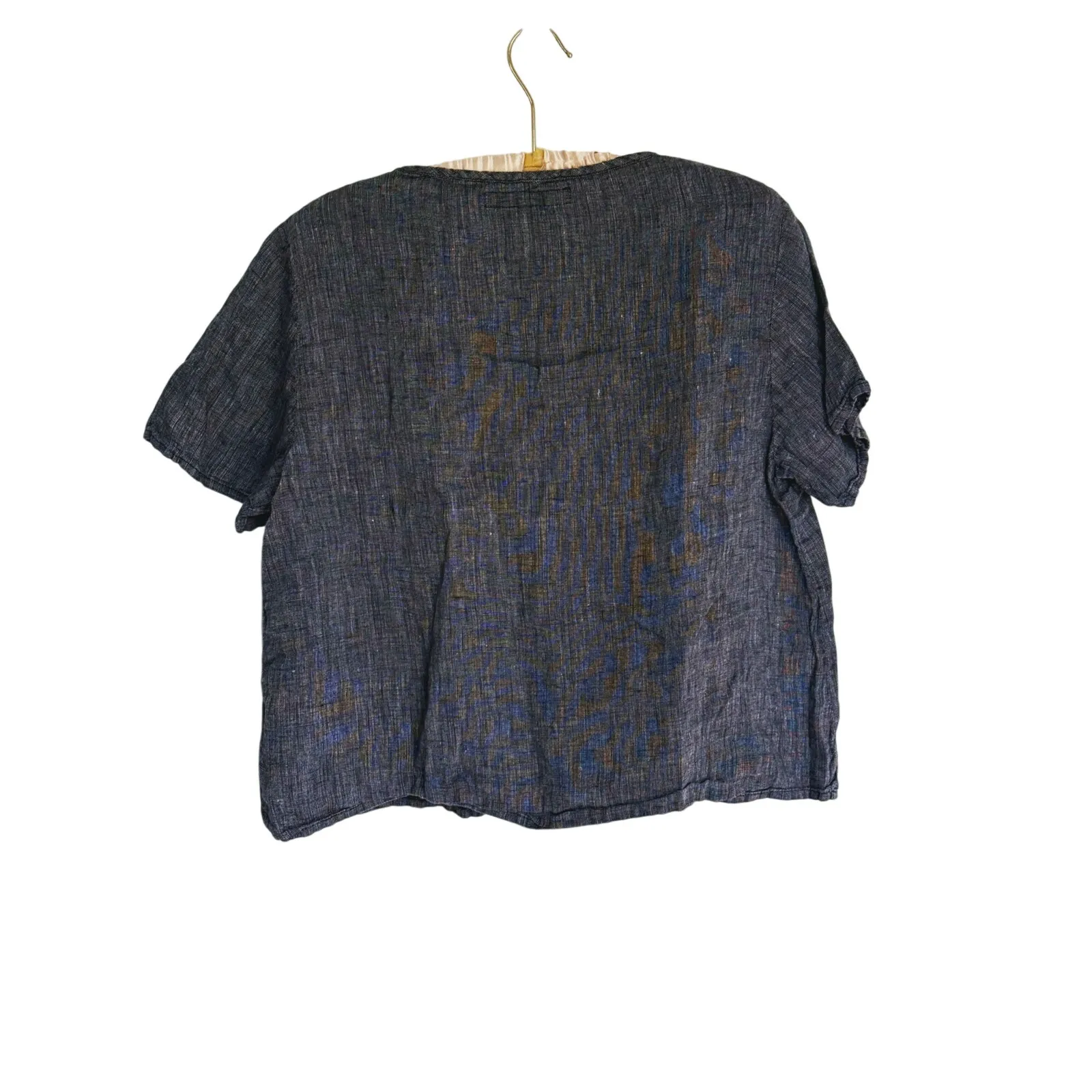 FLAX Boxy Lagenlook Linen Top Medium Space Gray Organic Peasant Oversized Basic - Image 3