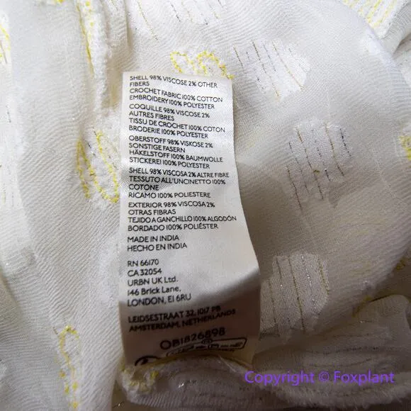 New! Free People Women's Crochet Halter Yellow Bell Tunic Ivory Combo,‎ size L - Image 11