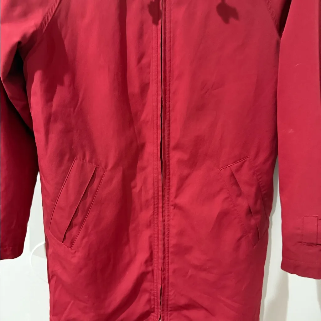 LL Bean Jacket‎ Women's XS Red Trench Coat Wool Blanket Lined Quilted - Image 2
