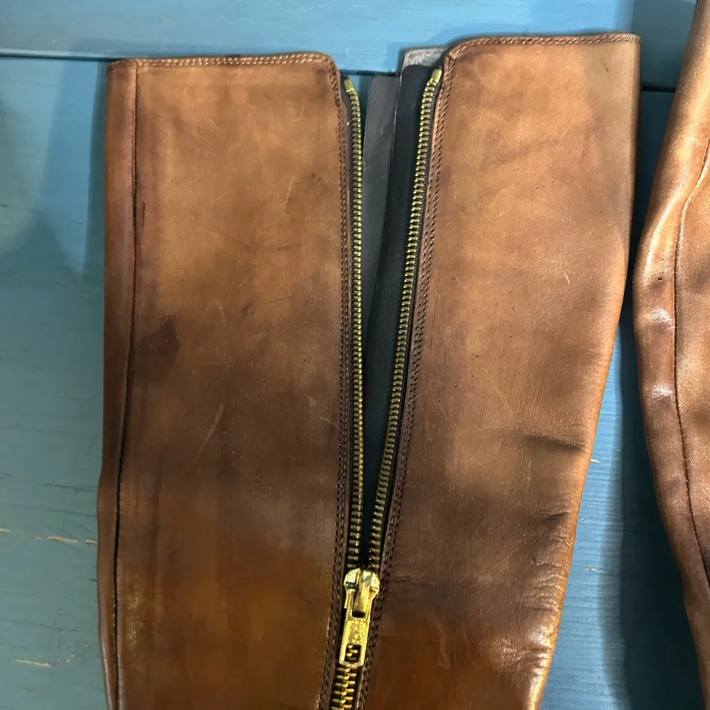 Vero Cuoio Knee High Zipper Brown Leather Boots | Size 6.5 - Made in Italy - Image 4