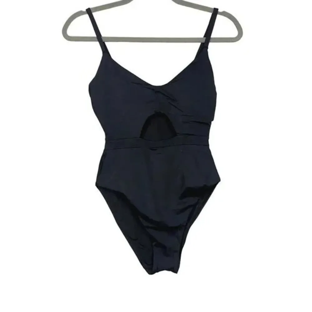 NWT Andie The Samoa One Piece Swimsuit V Neck Keyhole Removable Cups S Black - Image 11