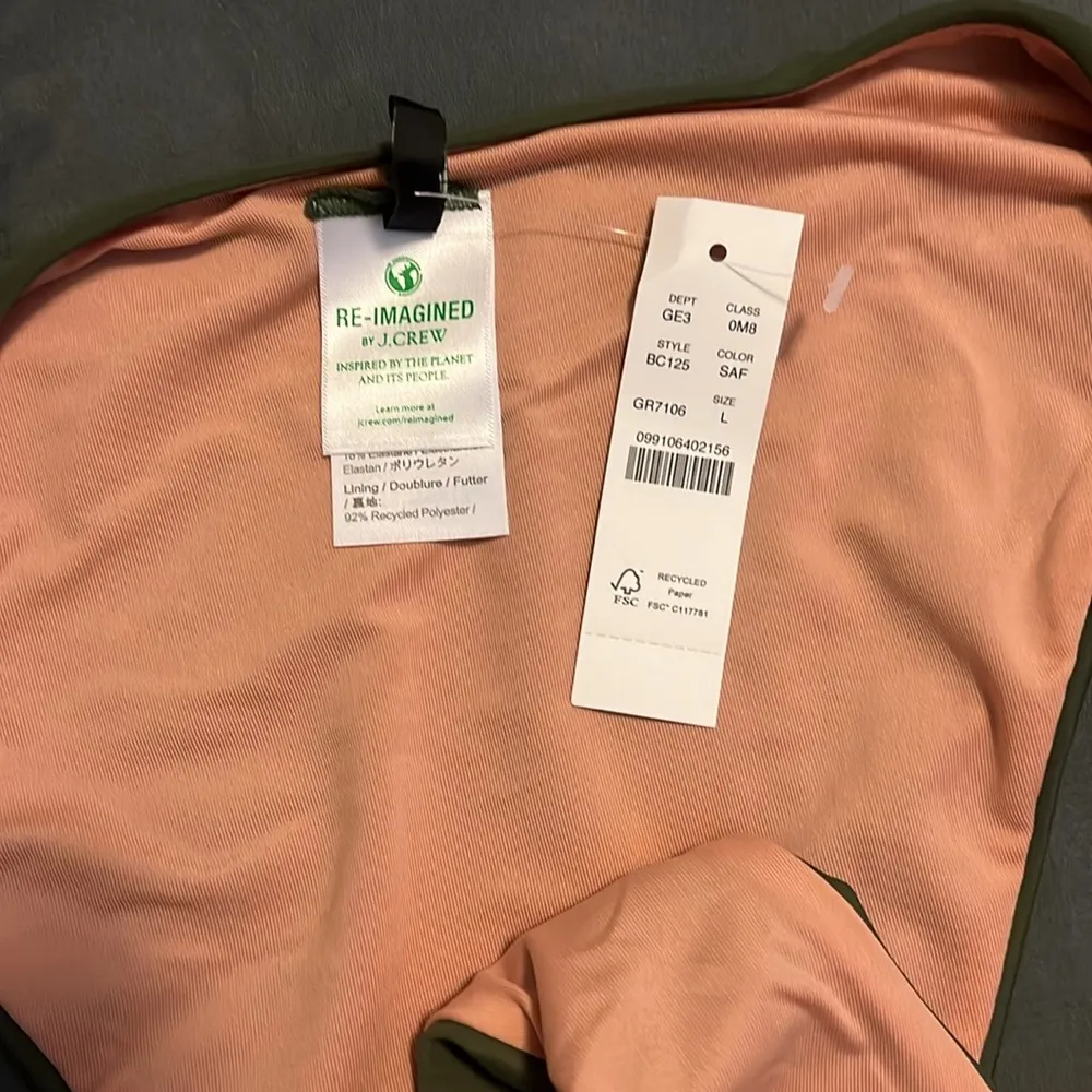 JCrew Curved Waist Cheeky Bikini Bottom Green Size Large NWT - Image 3