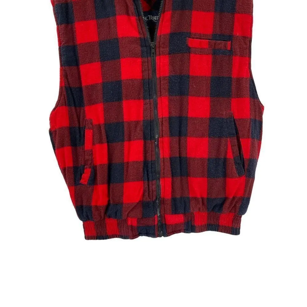 Vintage Ozark Trail Flannel Buffalo Check Plaid Zip Up Vest - Image 4