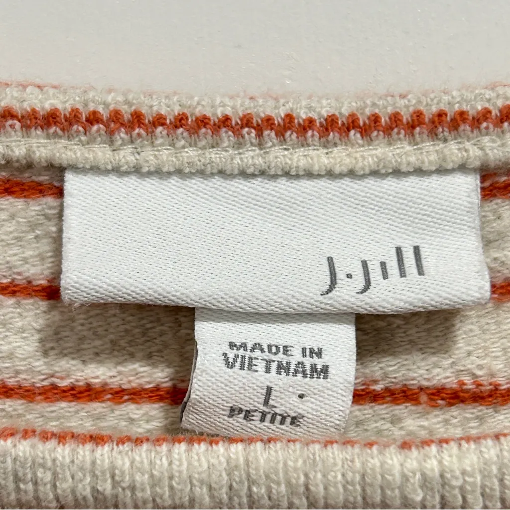 J.Jill Women's Large Petite Pullover Oatmeal Orange Stripe Tunic Sweater Cotton Size undefined - Image 6