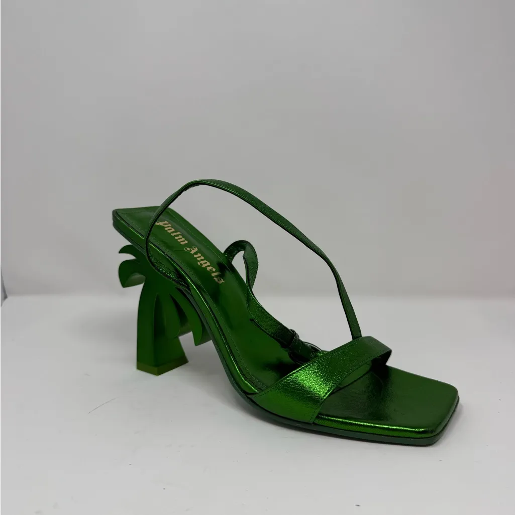 Palm Angels Palm Metallic Tree Heeled Sandals Size US 9 - Image 5