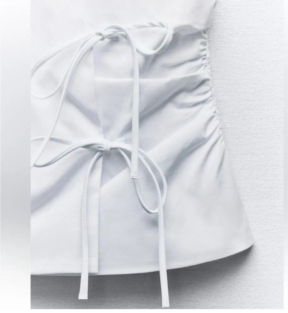 Zara gabardine tie halter top with bows - Image 6