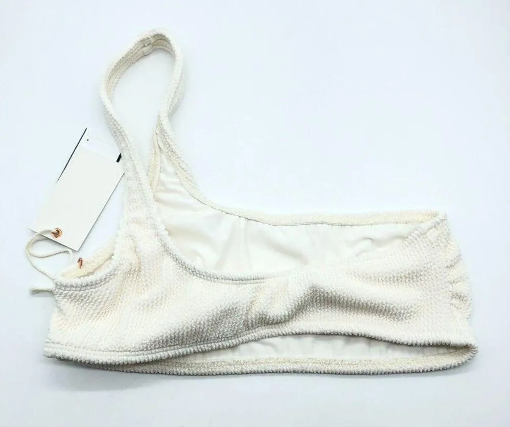 Good American Always Fits One Shoulder Bikini Top Textured Ivory 4 US XL - Image 3