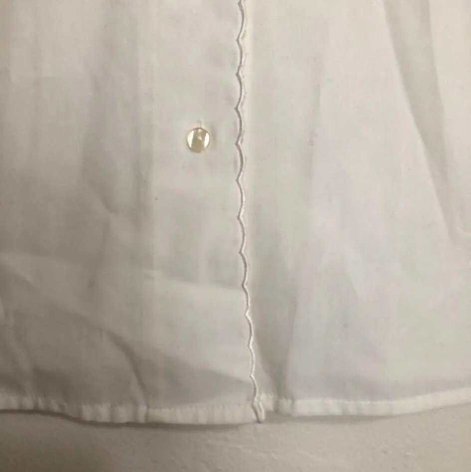 Vintage 90's Witt Shirt Collection Ivory Embroidered Scalloped Button Up Top White Size 10 - Image 3