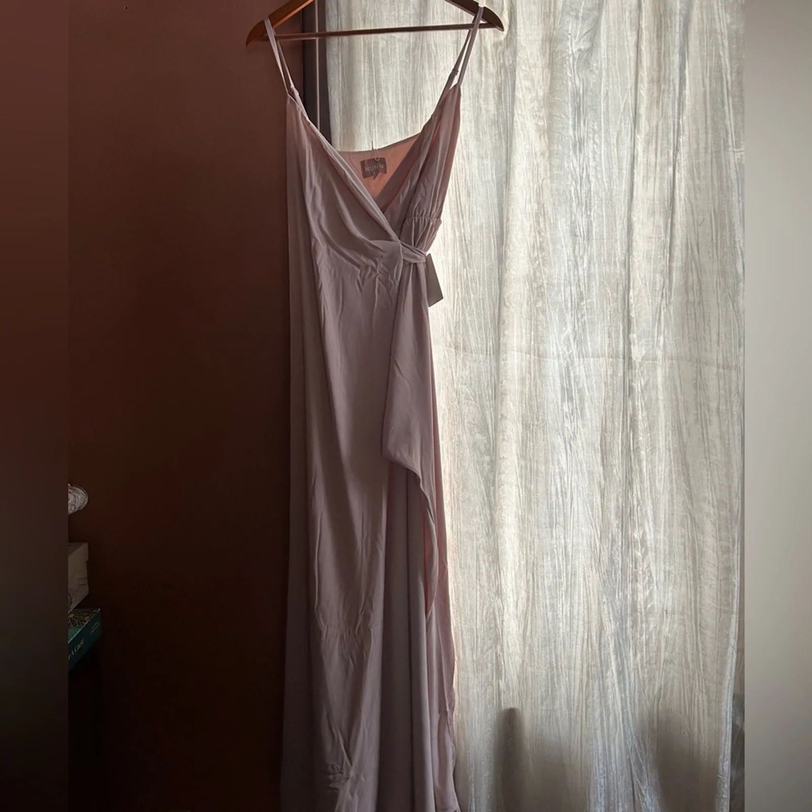 Show Me Your Mumu Liz Maxi Dress Strappy Wrap Dusty Blush Crisp Pink NWT M‎ - Image 3