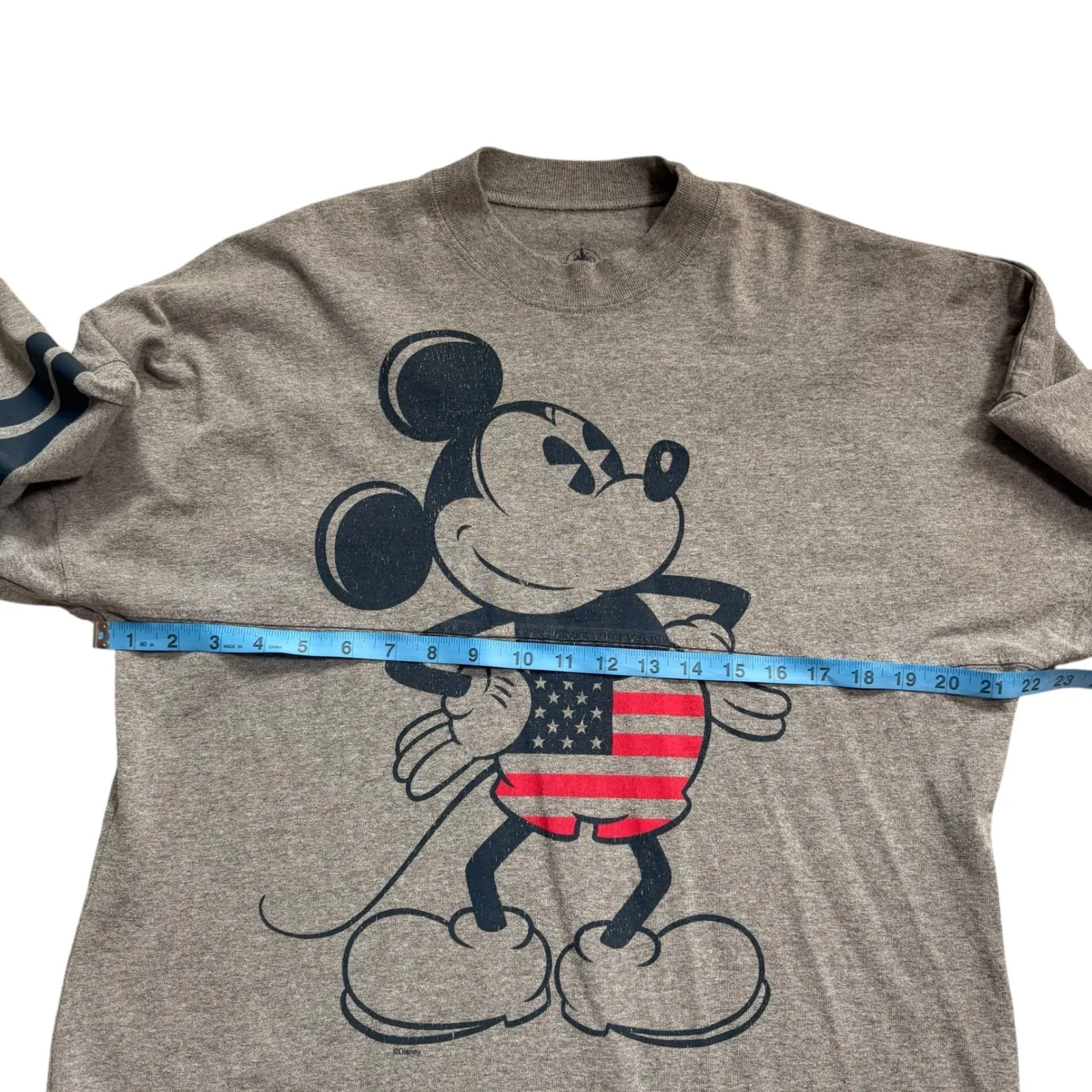 Disney Mickey Mouse American Original Spirit Jersey‎ Top Women's Gray Flag Small - Image 3