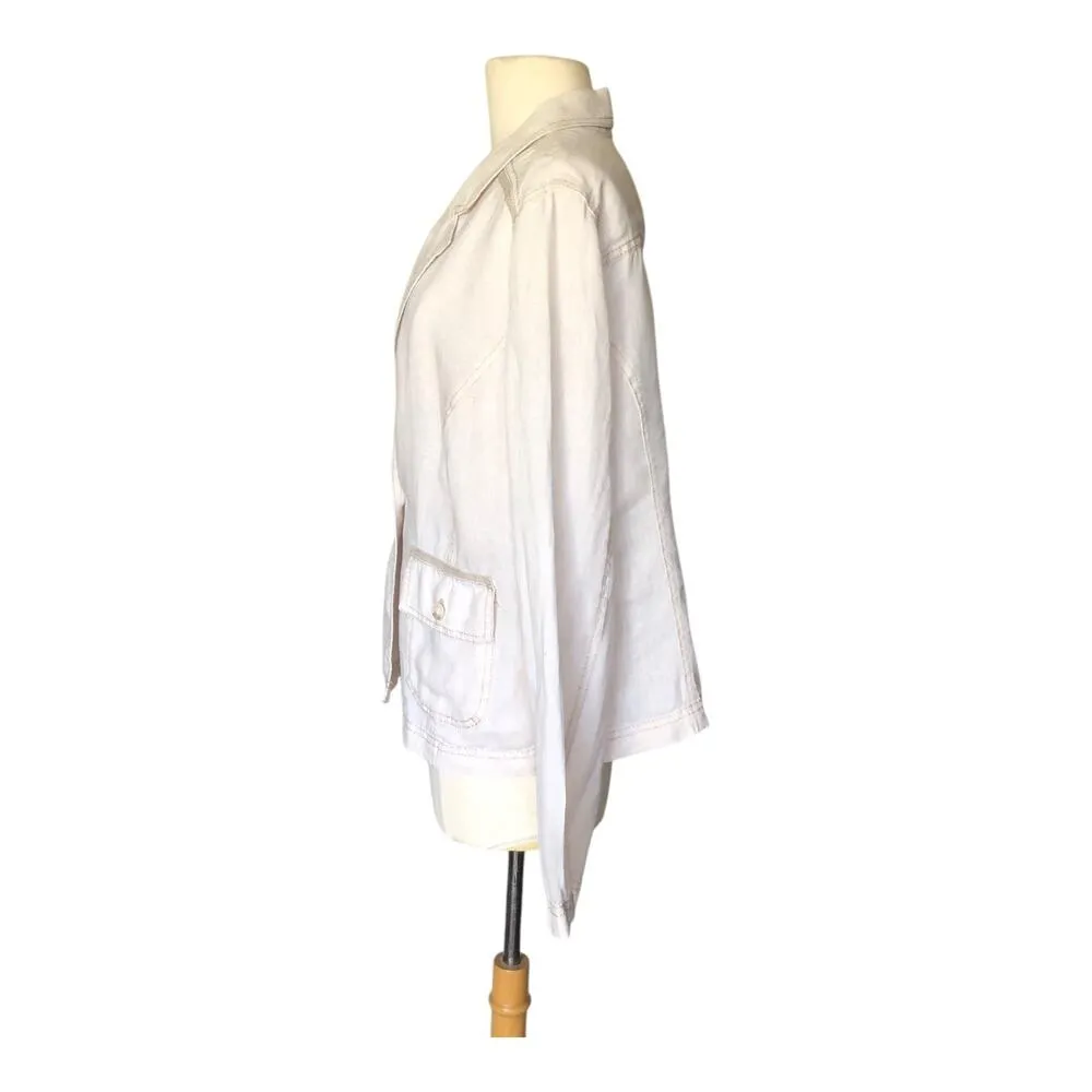 Caslon Off White Linen Lightweight Blazer Jacket Long Sleeve Womens Large Petite - Image 7