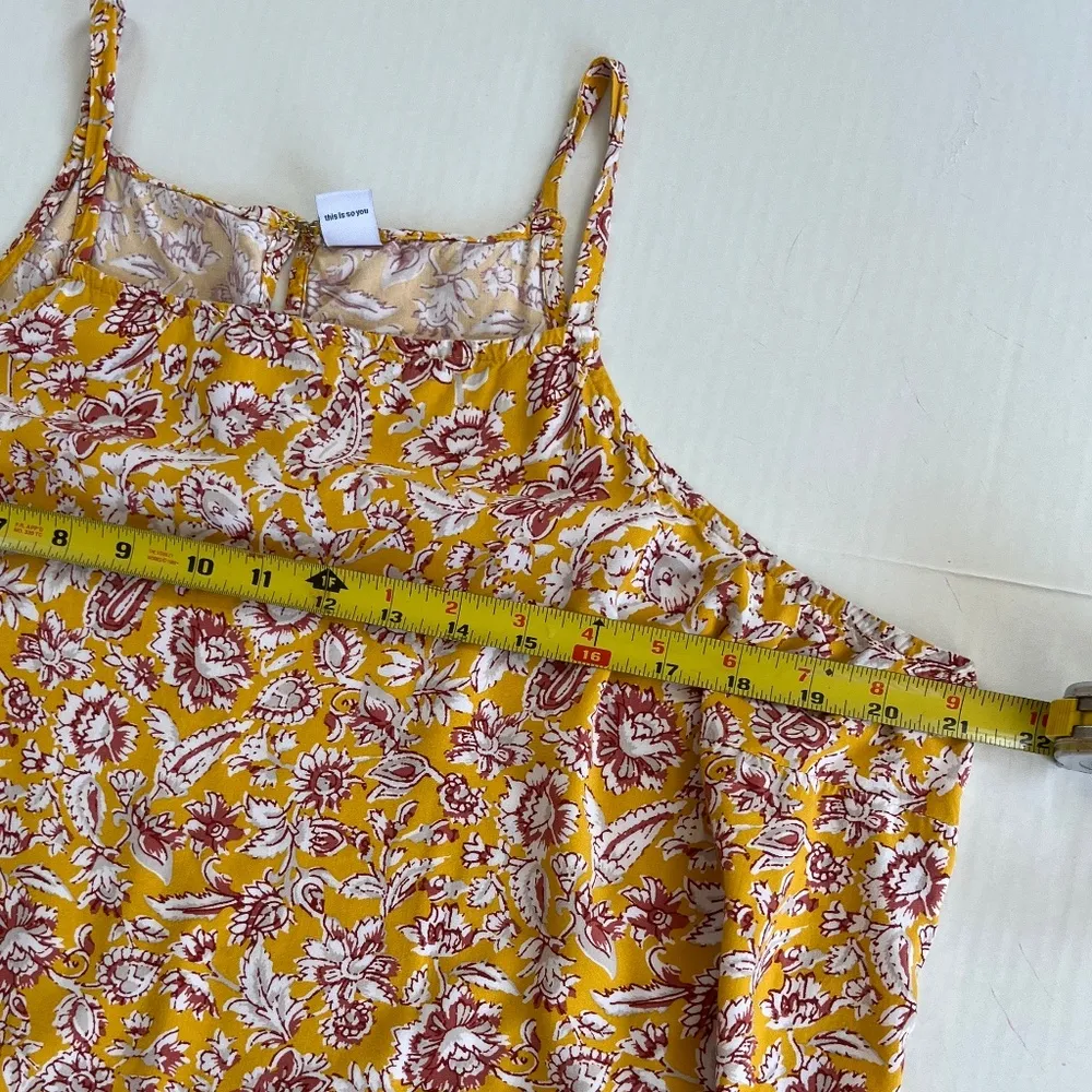 Old Navy Sz L Halter Yellow Floral Tank Top‎ Square Neck Camisole Pullover - Image 5