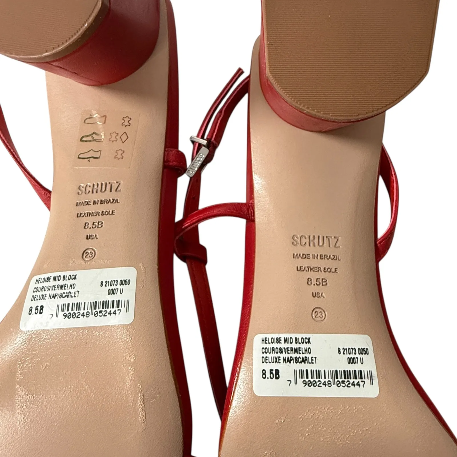 Schutz  Heloise Red Leather Square Toe Block Heel Slingback Sandals 8.5B Revolve - Image 3