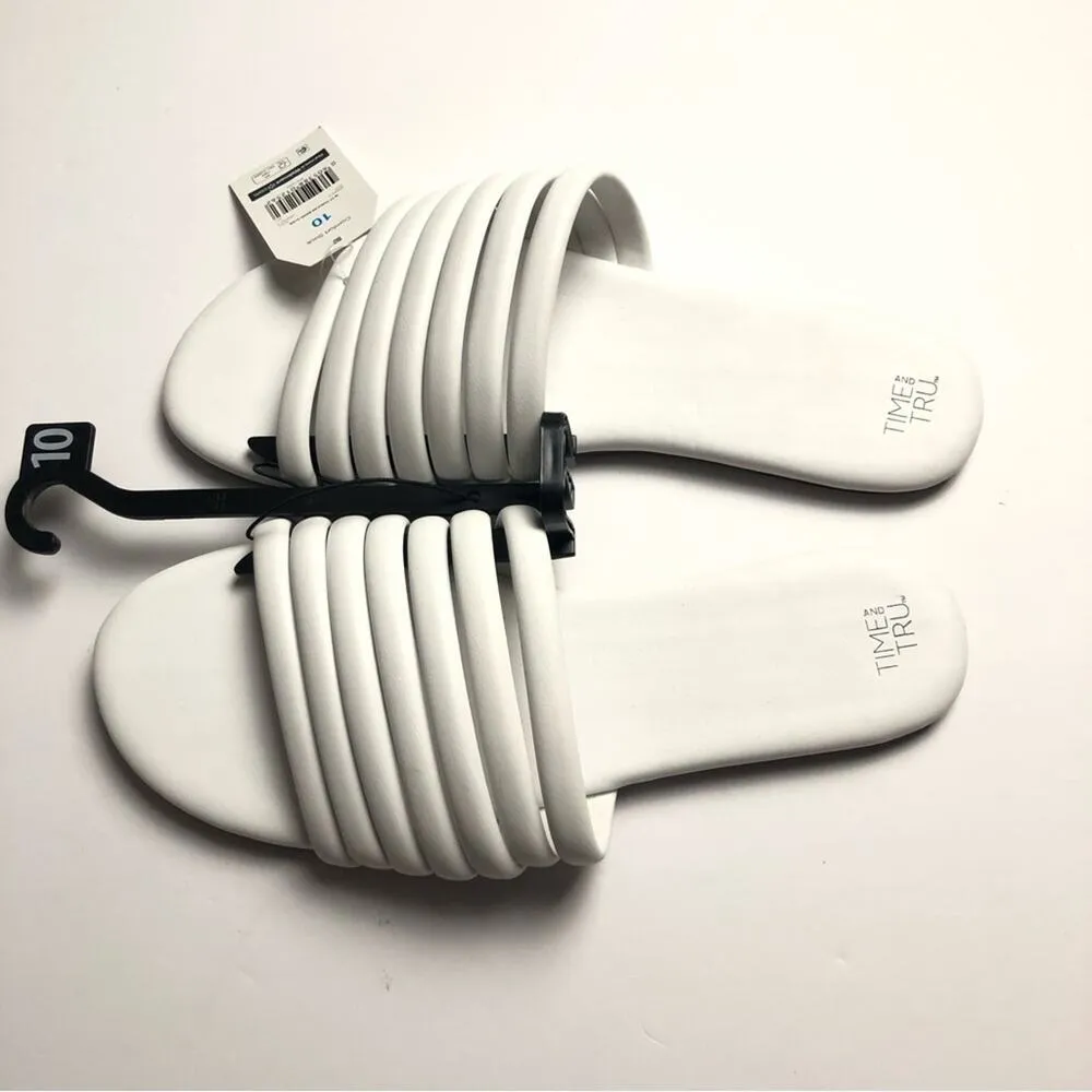 Time and Tru Women's  White  Multi-Strap Sandals Sz 10 - Image 2