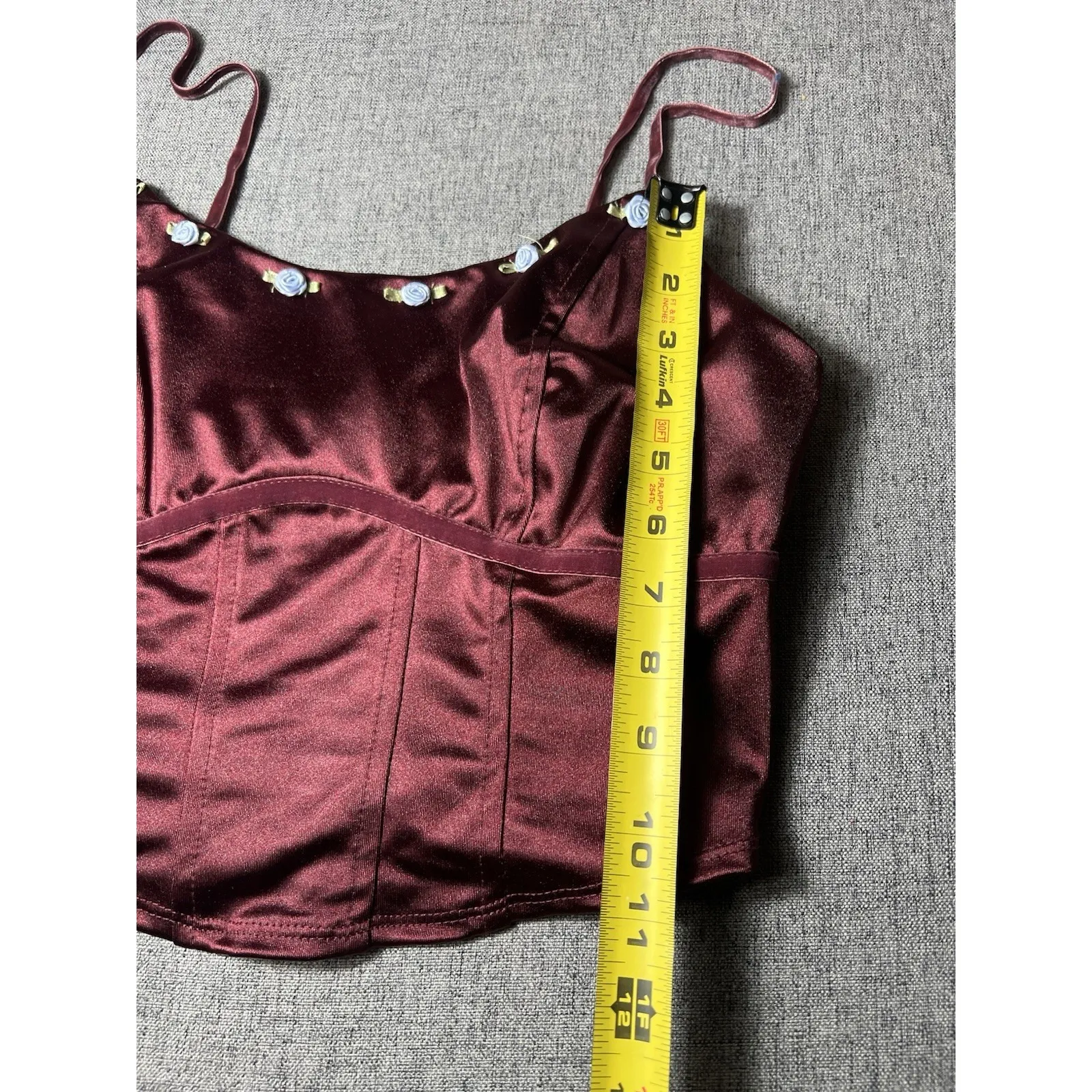 Wild Fable Women's Size S Rosette Satin Corset‎ Tank Top Burgundy - Image 7