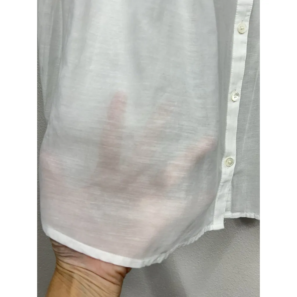 Madewell Balloon Sleeve Shirt Top Women’s Size XL White Crewneck Button Up - Image 8