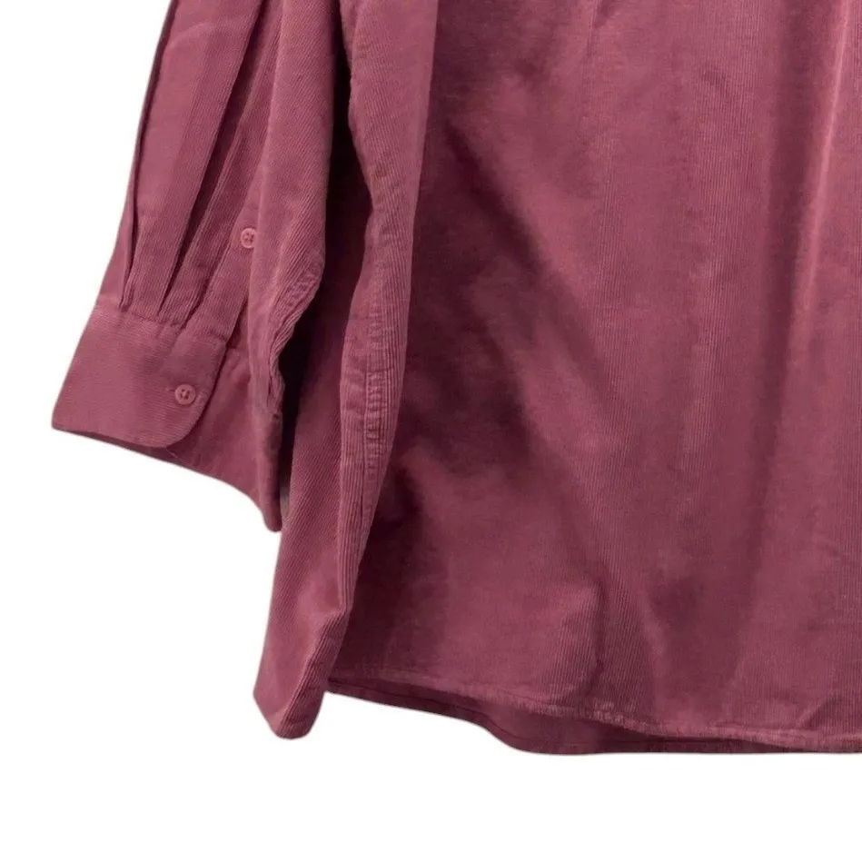 Woman Within Corduroy Button Up Blouse Pink 4X - Image 5