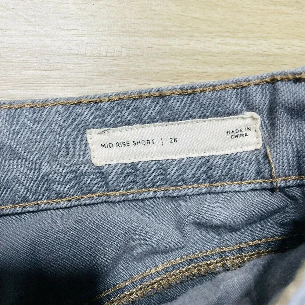 Pacsun Jean Shorts Mid Rise Distressed Fringe Gray Sz 28 - Image 3