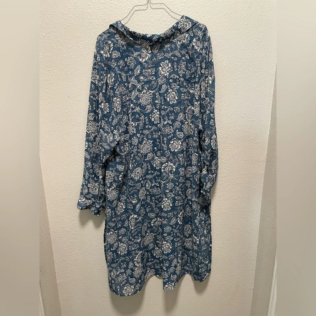 Catherines Blue Bishop Sleeve Notched Collar Dress Size undefined - Image 2