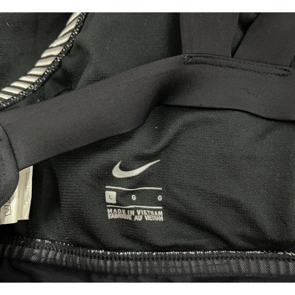 Nike Women's One Piece Swimsuit Large Black White Stripe Front Logo Swimwear - Image 3