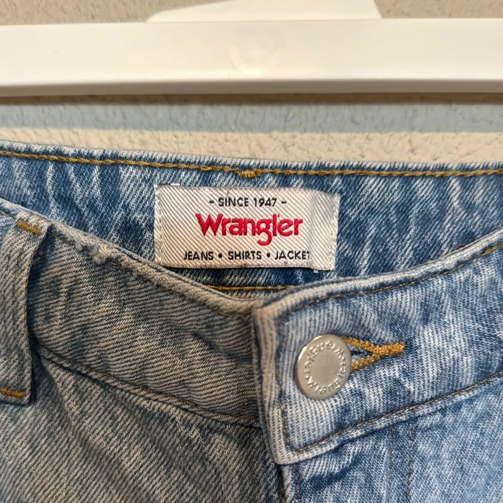 Wrangler Light Blue Distressed Jean Shorts - Image 2