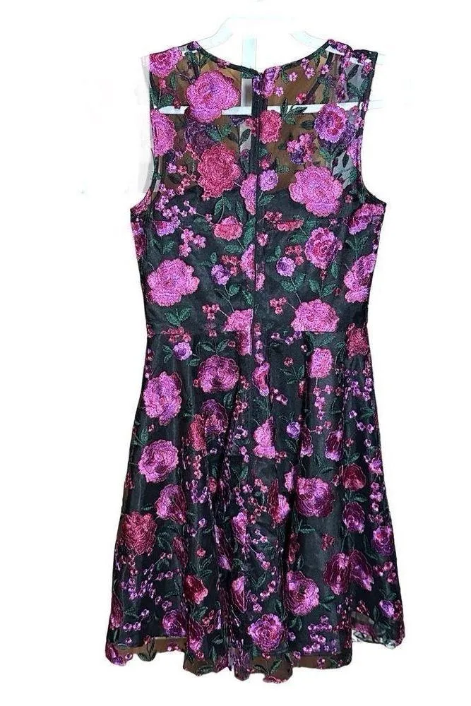 Tahari Arthur S. Levine Women's Sleeveless Fit & Flare Dress Floral Embroidery S - Image 4
