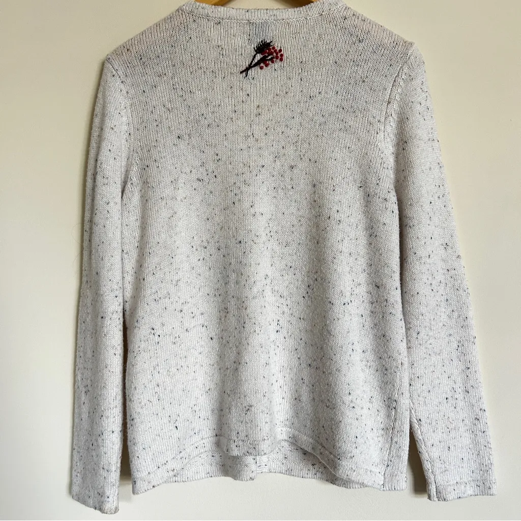 Appleseeds Limited Edition Fall Autumn Women's Cream Cardigan with Floral Design Red Size undefined - Image 2