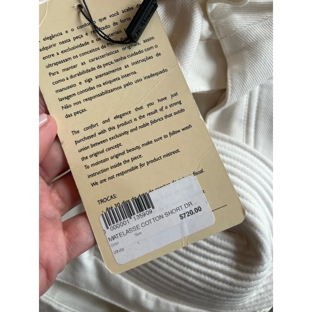 Adriana Degreas Matelasse Cotton Short Dress Off White Womens Size Large - Image 7