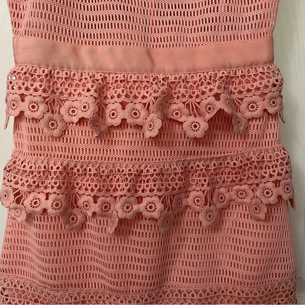 Self-Portrait Pink Lace Floral Flounce Mini Dress - Size US 2- NWT - Image 3