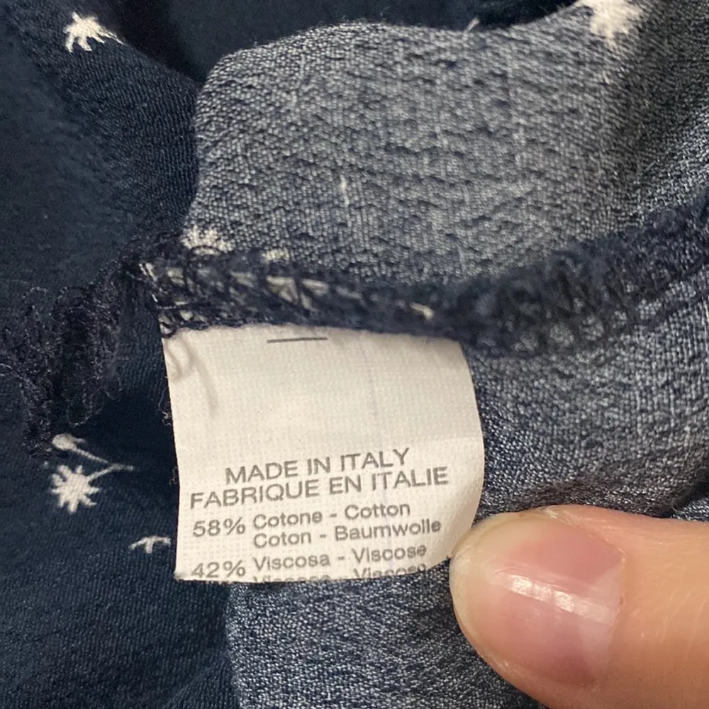 navy scattered micro palm print tie strap square neck mini dress - Image 9