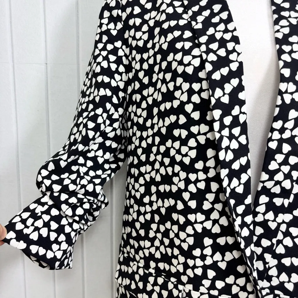 Premise Black and White Women's Blazer‎ Heart shape pattern Size 6 - Image 5