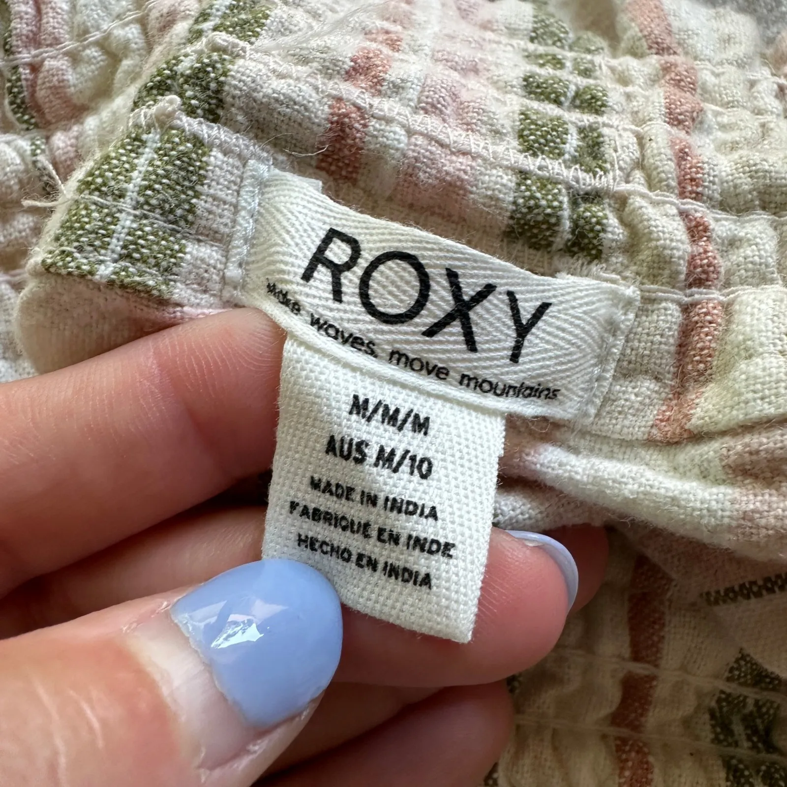 Roxy Striped Shorts Elastic Waist Casual Comfy Beach Summer Medium‎ Cotton Linen - Image 5