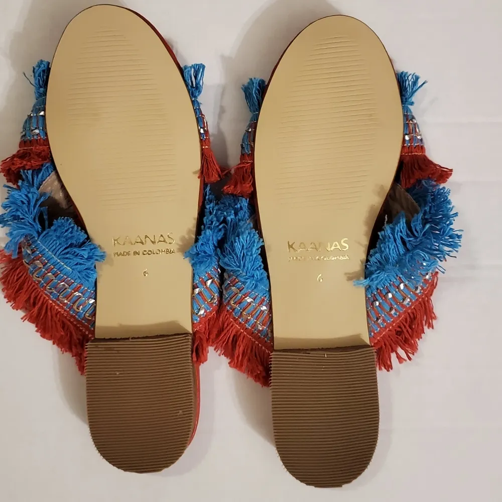 NWOT! Johnny Was $348 Kaanas Ibiza BOHO Frayed Sandals 6 - Image 10