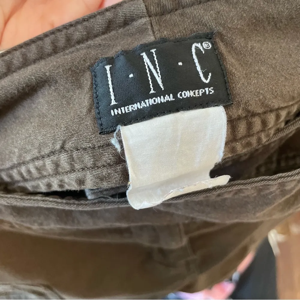 Vtg Y2K INC Cargo Zip Mini Skirt Sz Medium Dark Olive Green - Image 8