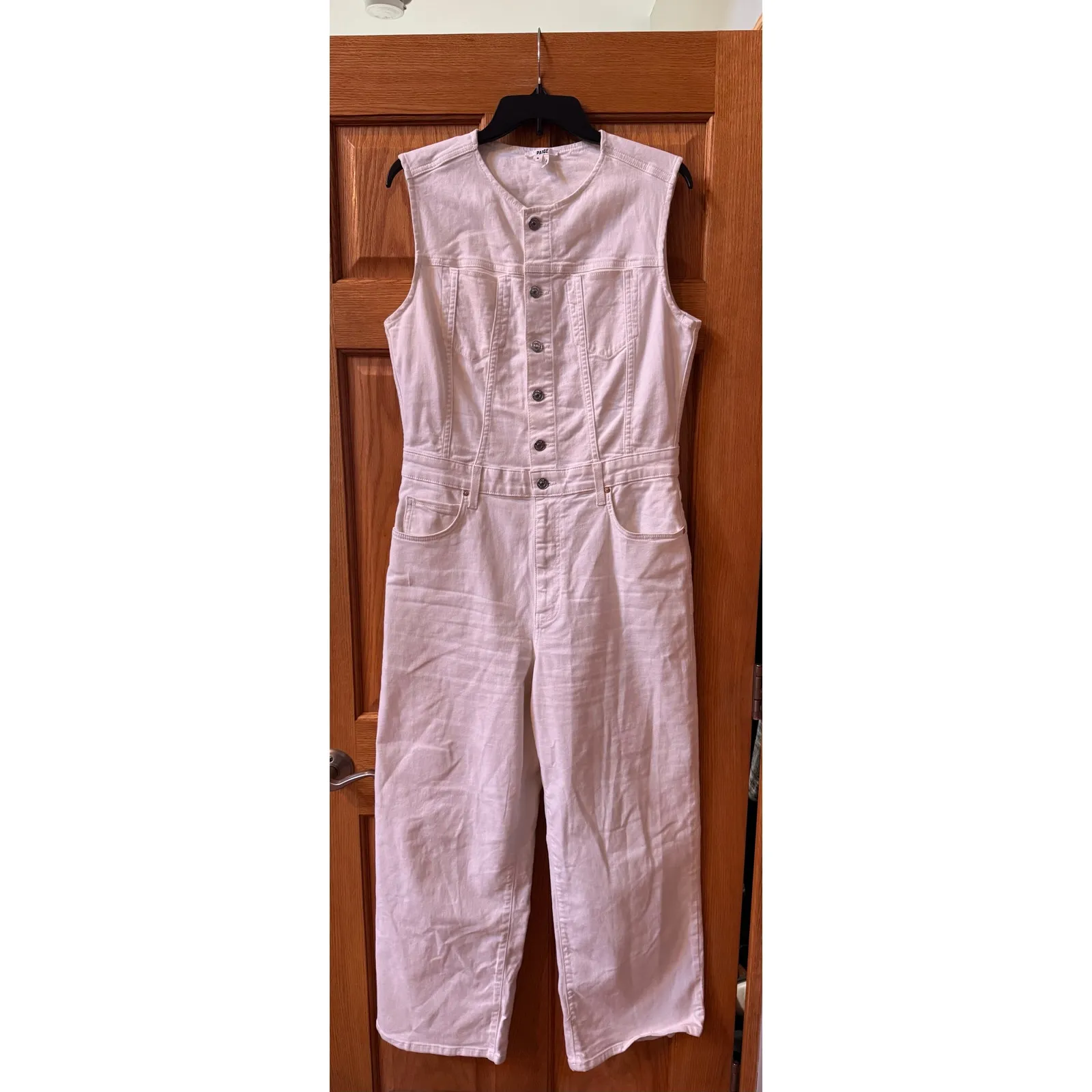 PAIGE Cirie White Sleeveless Denim Jumpsuit - Size 8 (New) - Image 5