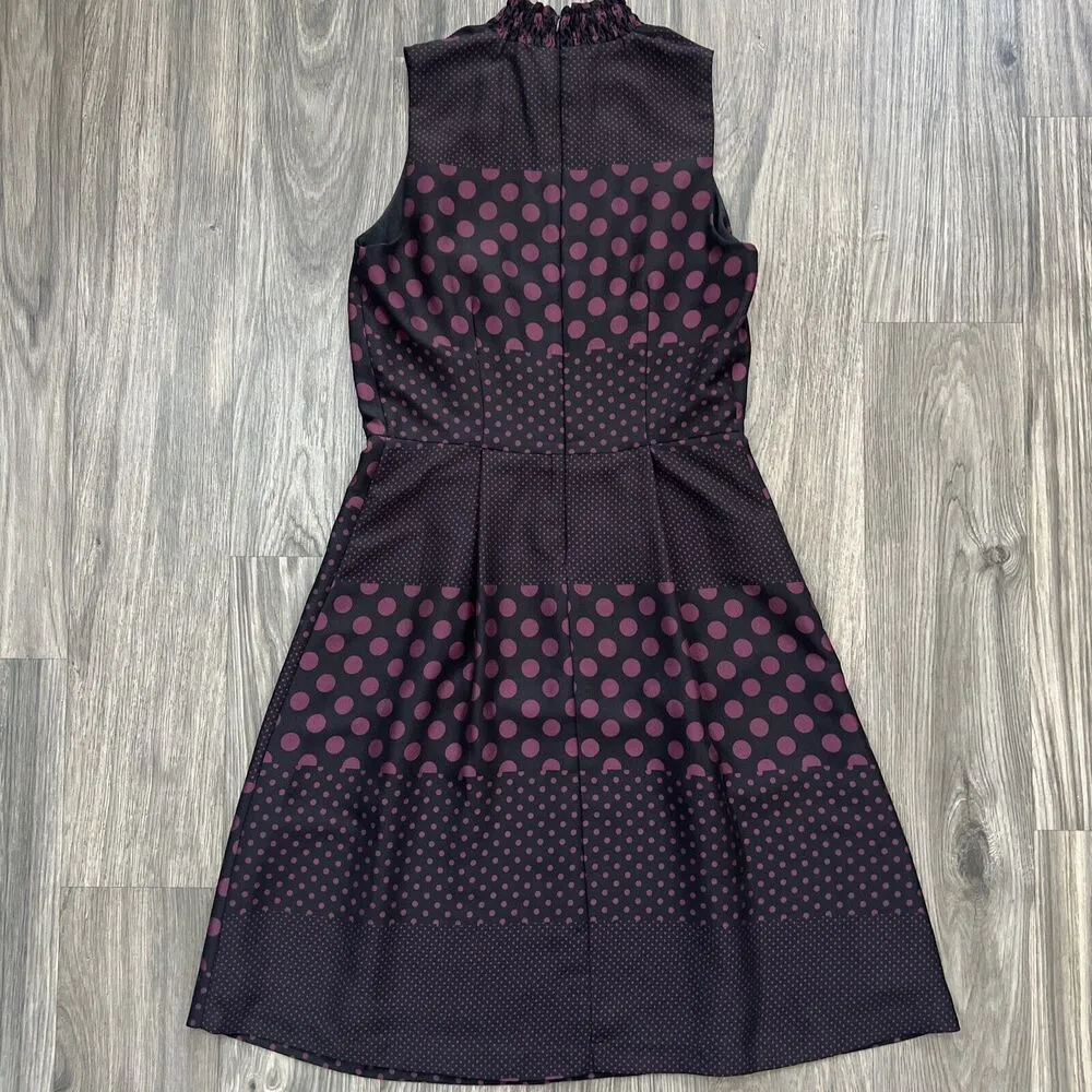 Black Purple Polka Dot Sleeveless Dress Size Small Fit & Flare - Image 4