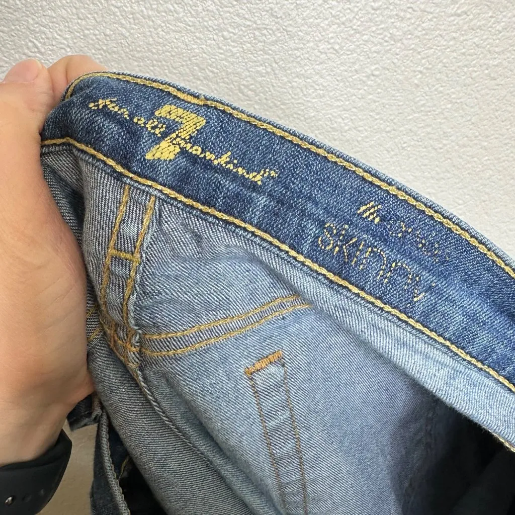7 For All Mankind Raw Hem Ankle Skinny Jeans Size 27 Medium Wash Mid Rise - Image 8