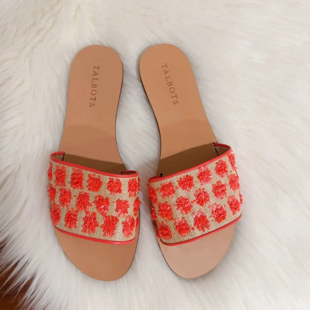 Talbots Women's Orange Hannah Raffia Sandals Slides Size 8 - Image 3