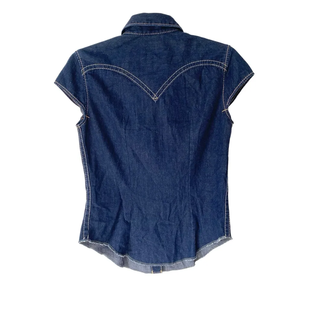 Levi’s Type 1 Dark Denim Snap Button Shirt sleeve fitted shirt size medium - Image 3