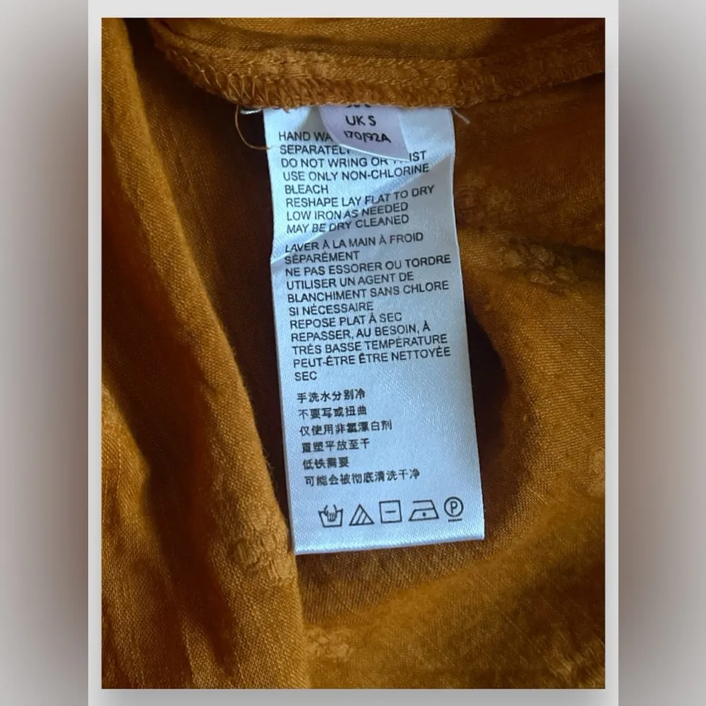 Free People Gold V-Neckline Bell Sleeves 100% Cotton Lina Lace Top Sz Sm - Image 10