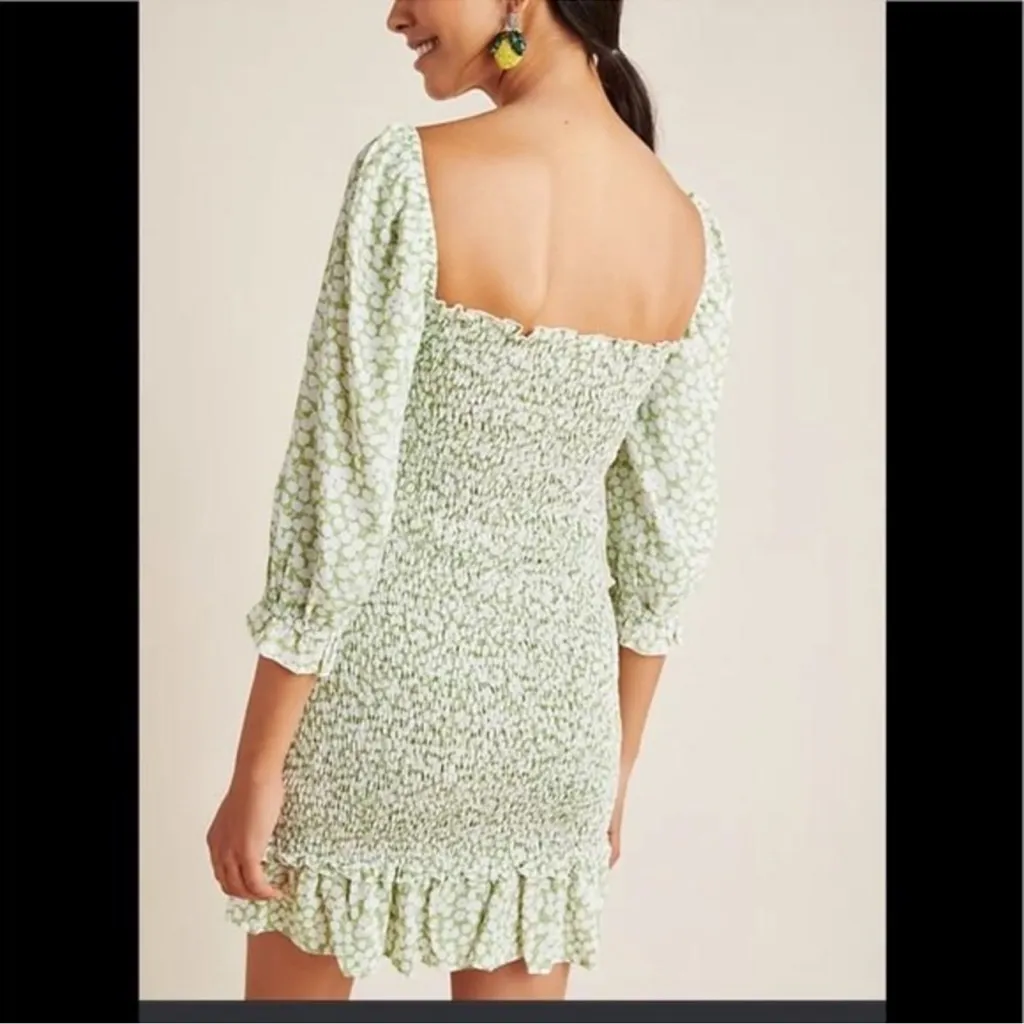 Faithfull The Brand‎ Honfleur Micro Floral Green and white Mini Dress size M - Image 2