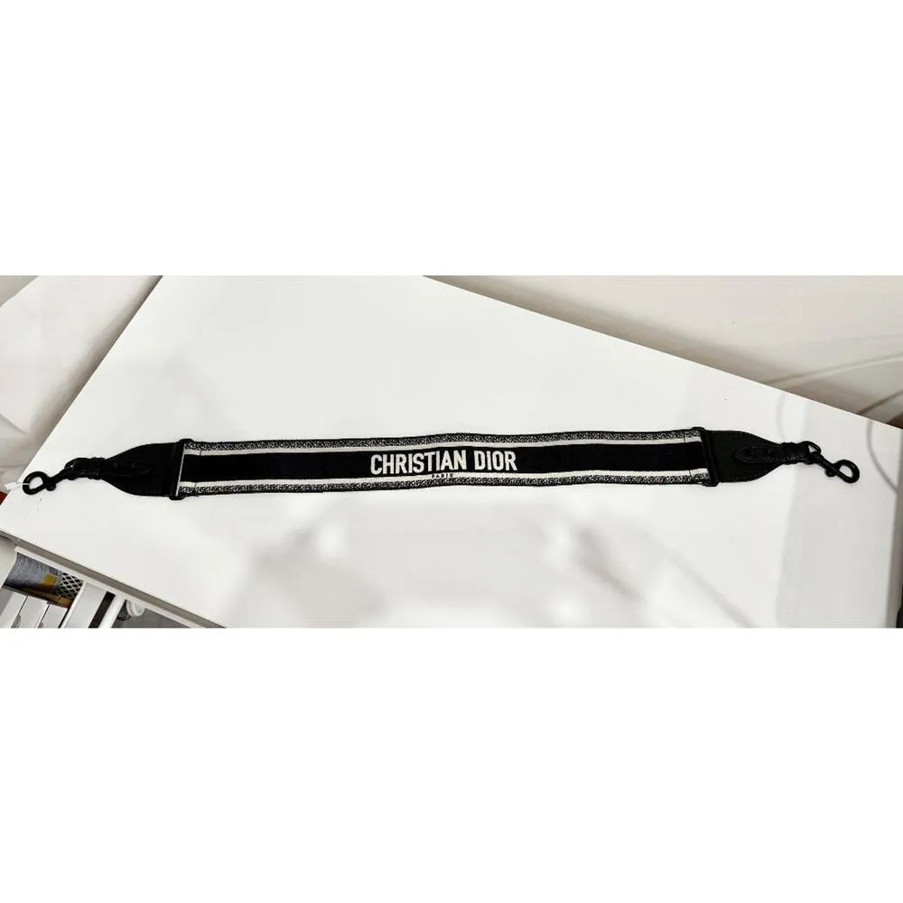 Christian Dior Embroidery Adjustable Shoulder Bag Strap with Ring Black/White - Image 6