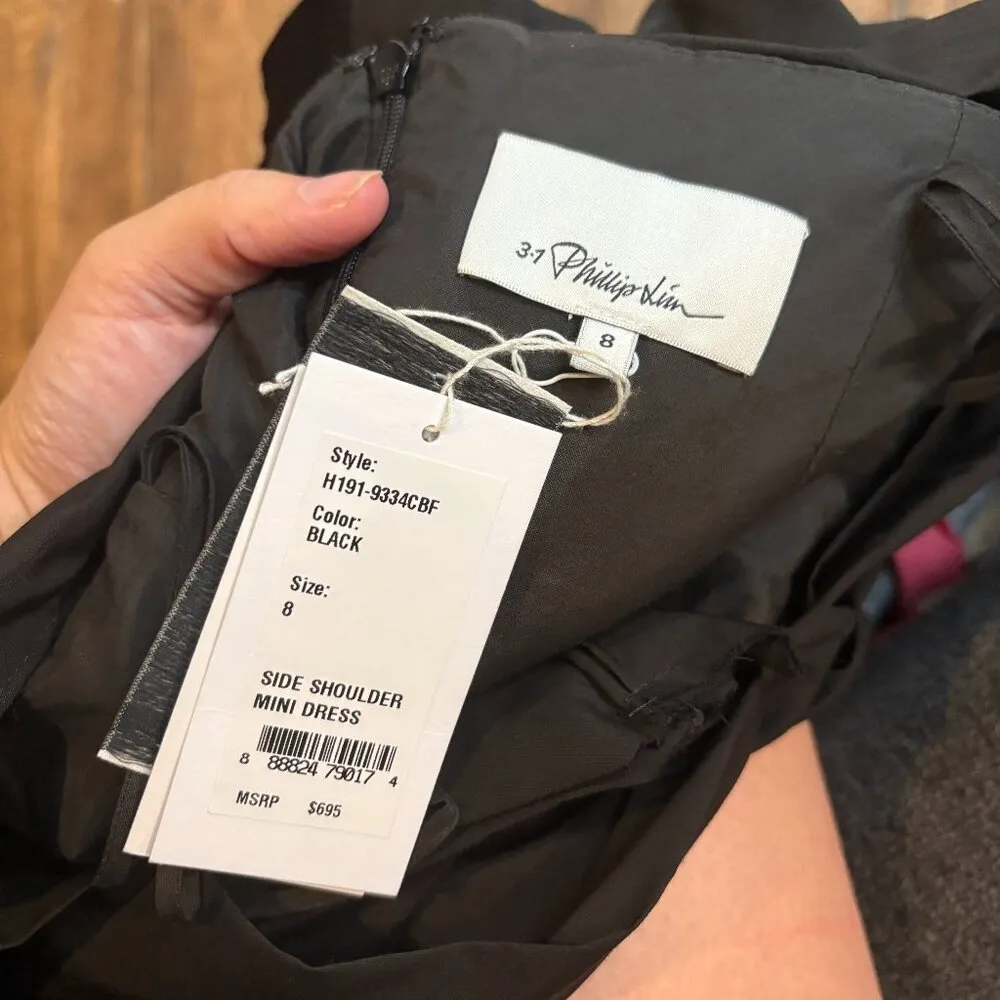 NWT 3.1 Phillip Lim Black Side Shoulder Mini Dress - Image 7
