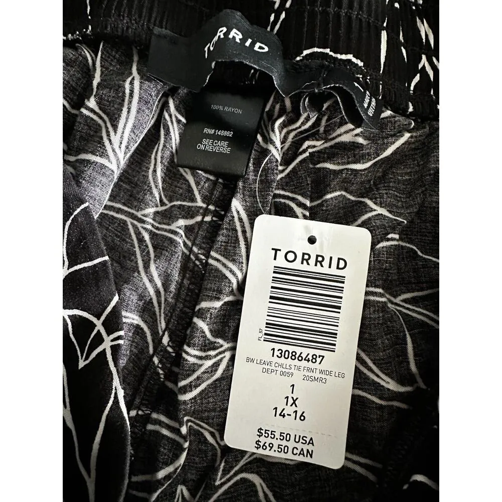 New Torrid Women's Plus Pull-On Wide Leg High Rise Tie-Front Pants Size 1 - Image 3