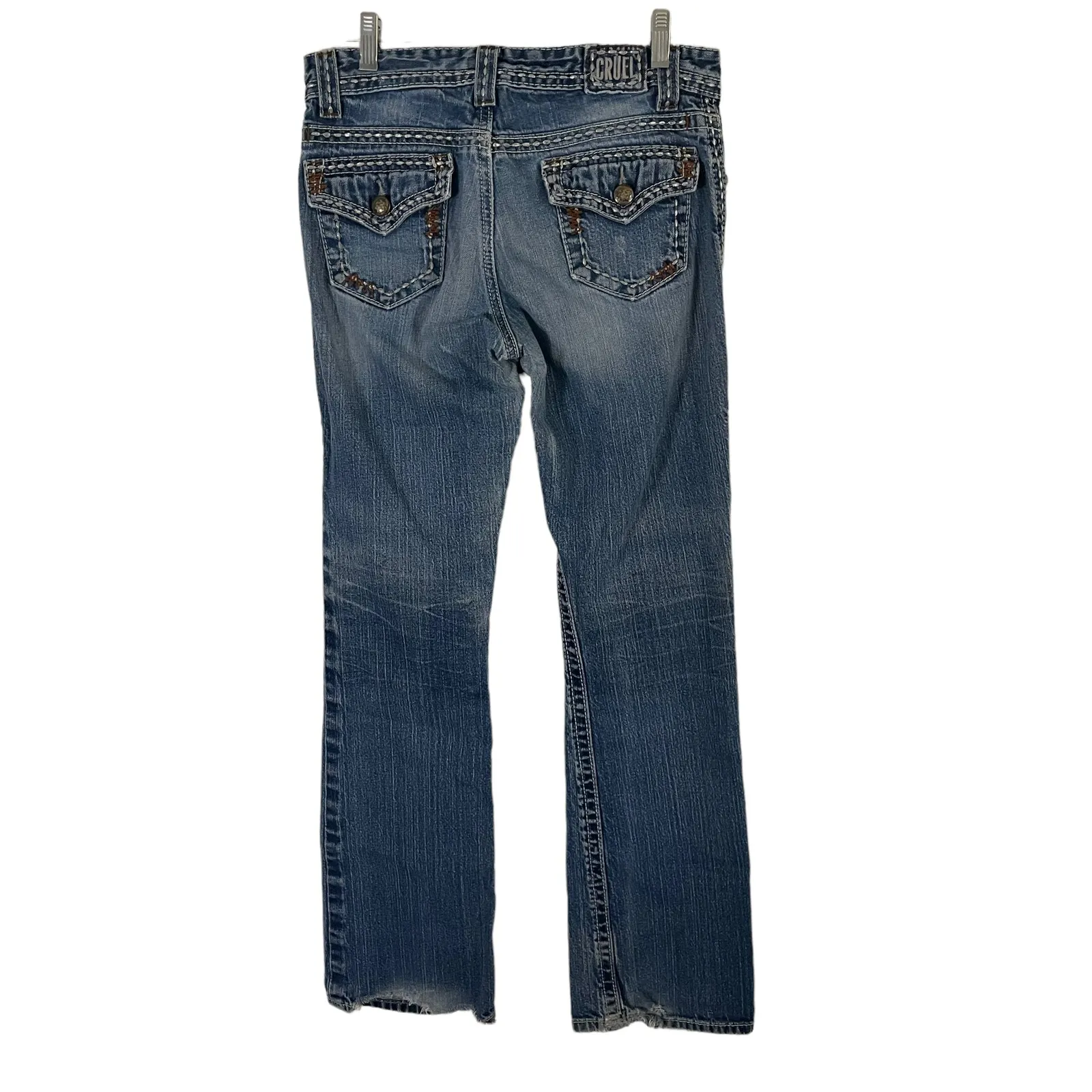 Cruel Girl Y2k Jeans 7 Tall Tabitha Straight Leg Long Flap Pocket Jeans Low Rise - Image 3